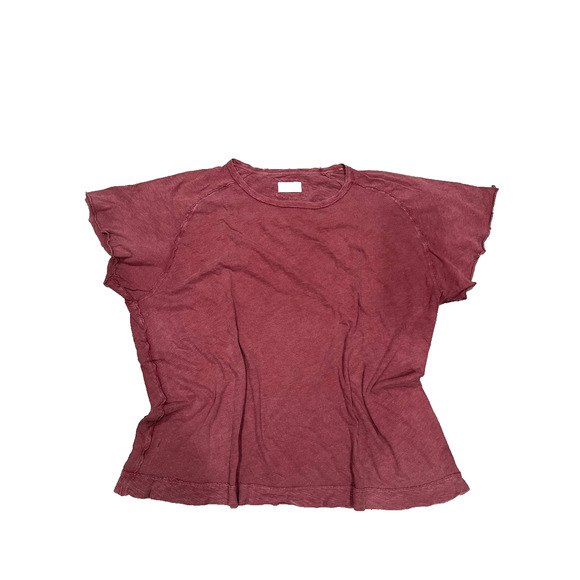 We The Free Y2K Oversized Free people Riley Tee burgundy Medium A004012 - Picture 2 of 6